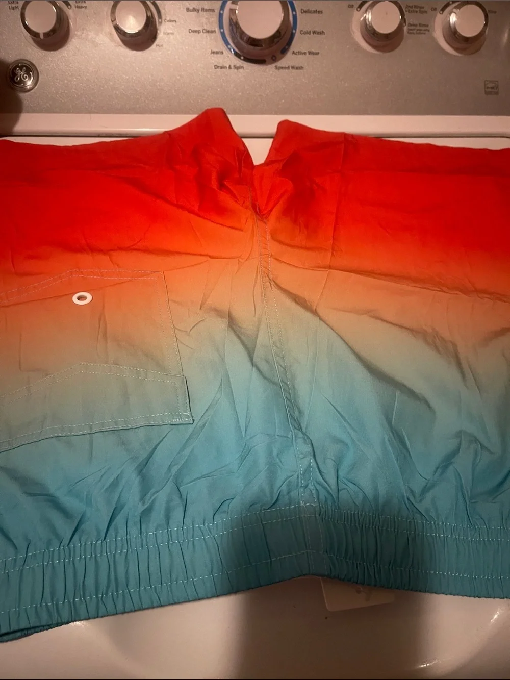 Kids Ombre Blue to Orange Swim Trunks with Drawstring